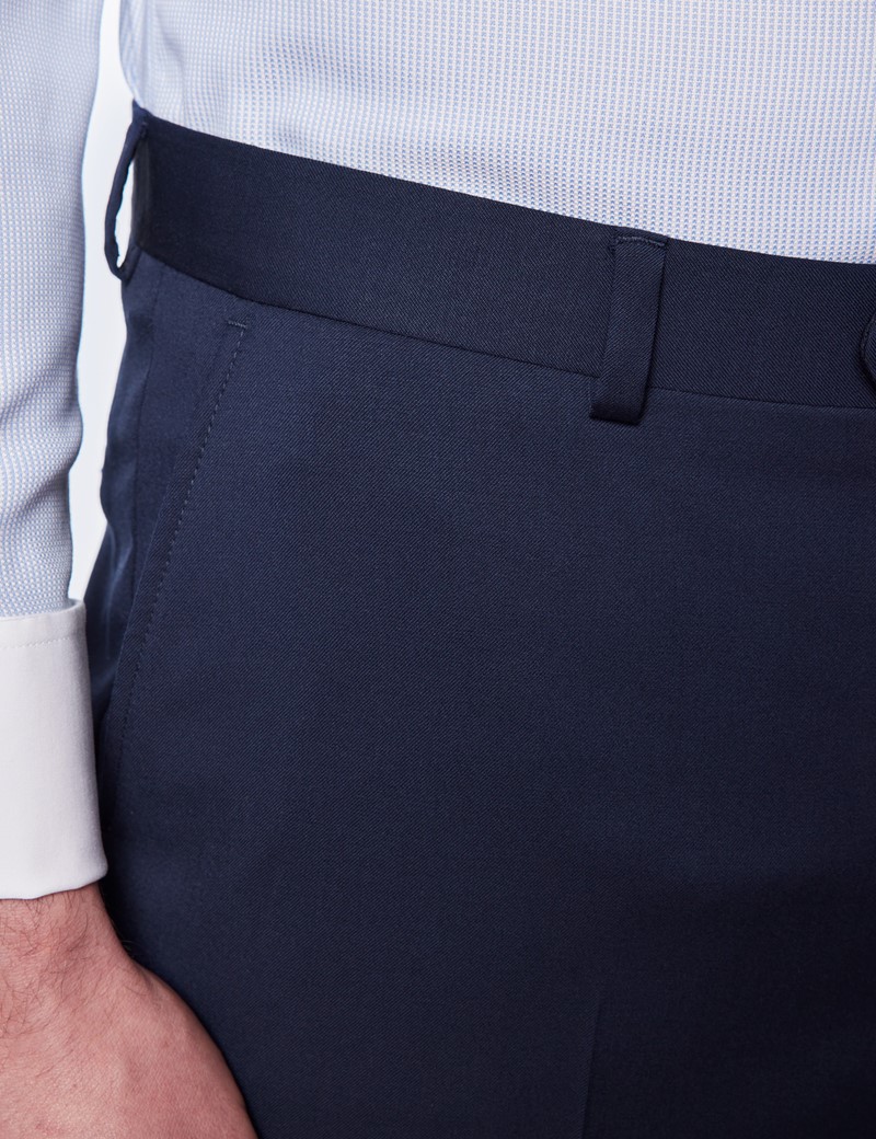 Anzughose – Tailored Fit – 110s Wolle – ungesäumt– dunkelblau