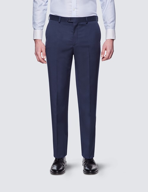 Men's Dark Blue Tailored Fit Suit Pants - 1913 Collection