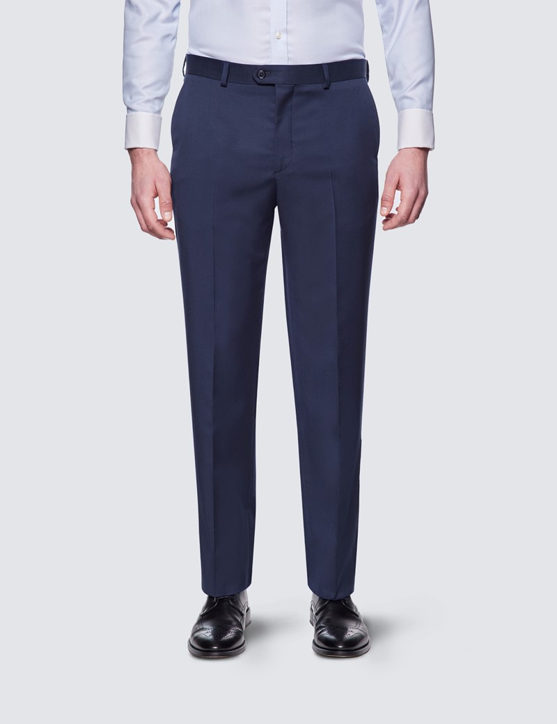 Men's Dark Blue Tailored Fit Suit Trousers - 1913 Collection