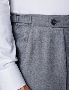 Men’s Light Grey Italian Flannel Pleated Trousers – 1913 Collection 