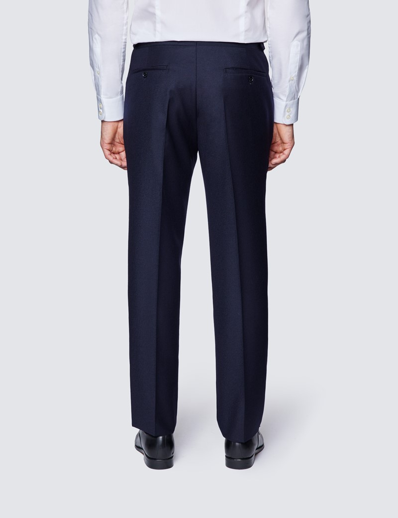 Men’s Navy Italian Flannel Pleated Pants – 1913 Collection 