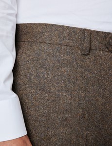 Men's Brown Tweed Slim Fit Suit Pants - 1913 Collection