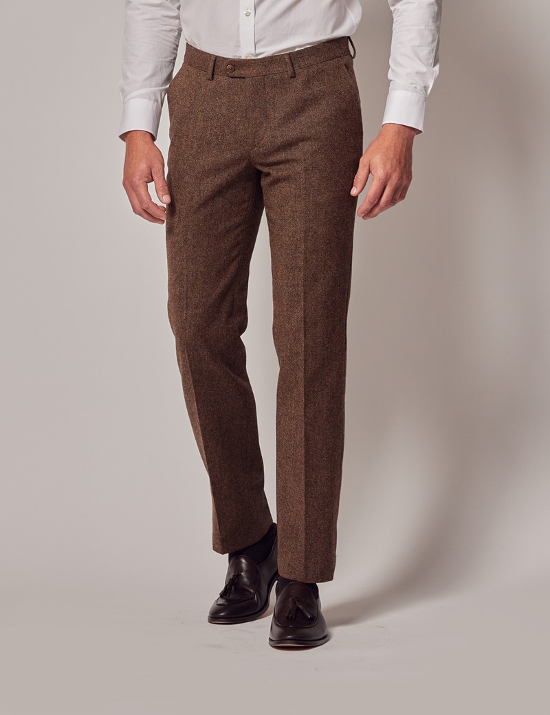 Men's Brown Tweed Slim Suit Trousers - 1913 Collection