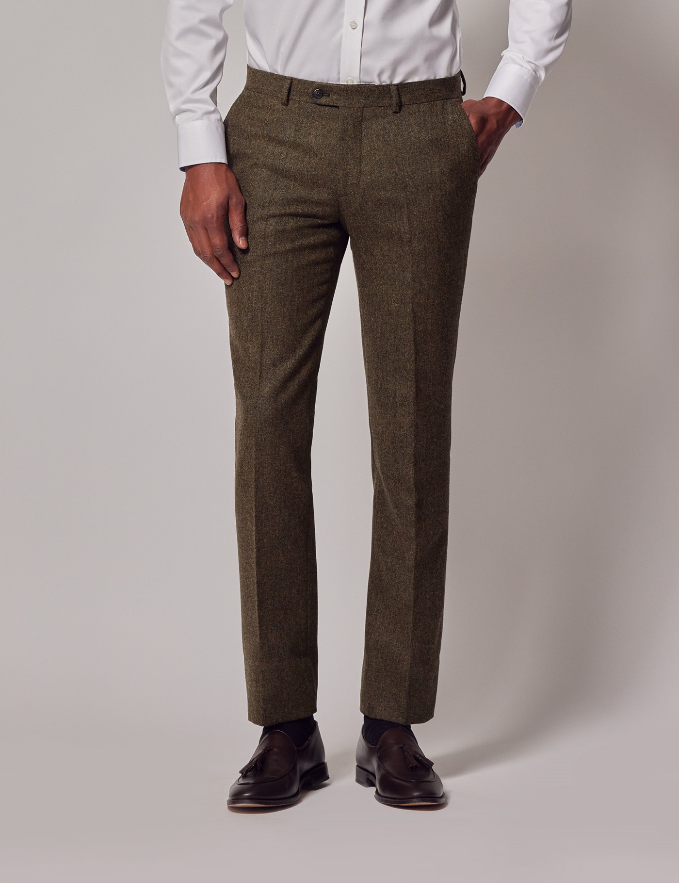 Men's Green Tweed Slim Suit Trousers - 1913 Collection