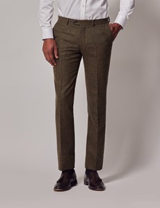 Men's Green Tweed Slim Suit Trousers - 1913 Collection | Hawes & Curtis