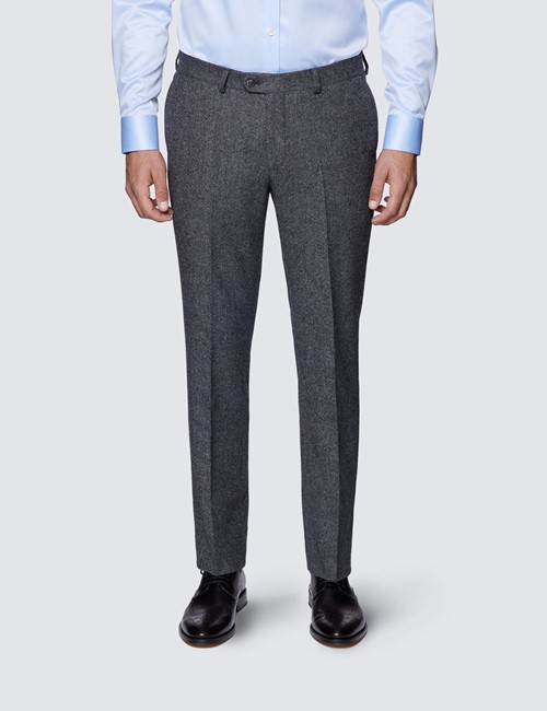 Tweed Anzughose – 1913 Kollektion – Lammwolle – Slim Fit – ohne Bundfalte – grau