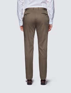 Men’s Khaki Italian Cotton Slim Fit Suit Trousers - 1913 Collection