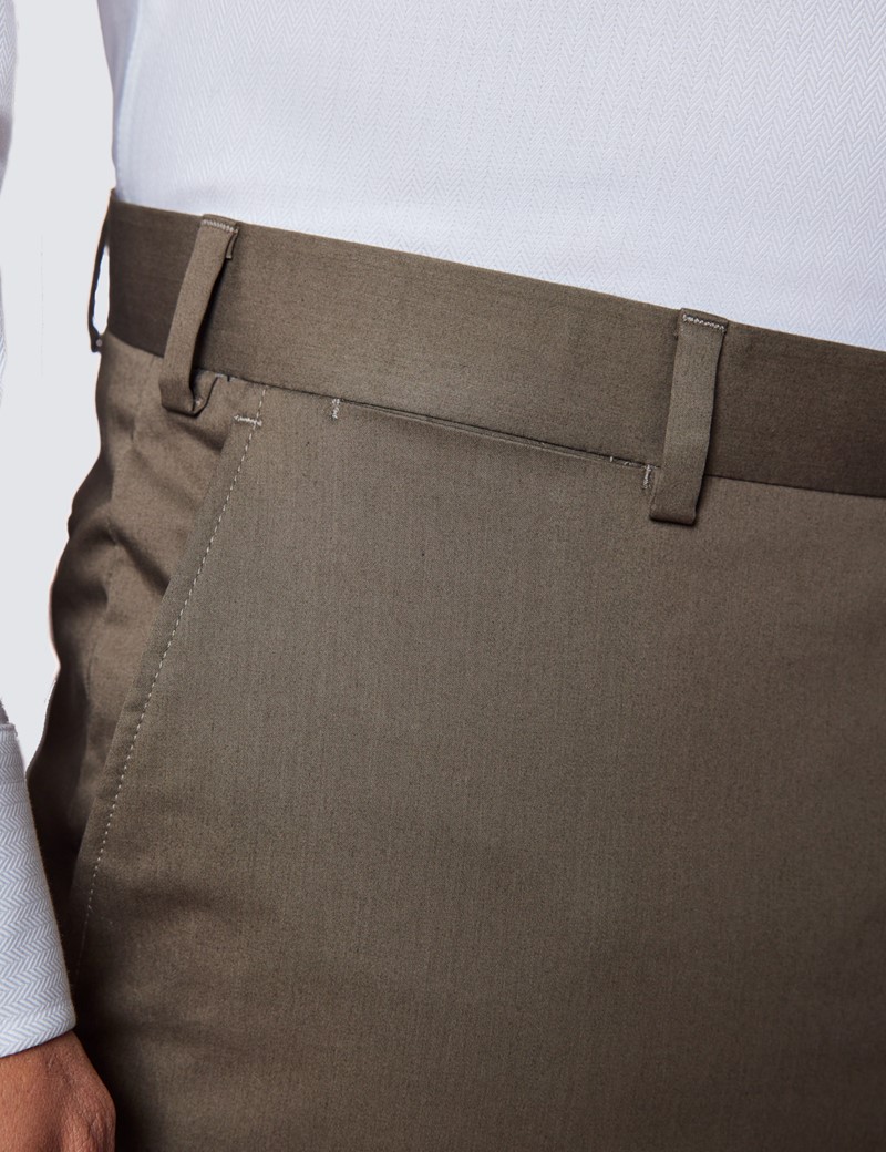 Anzughose – 1913 Kollektion – Slim Fit – Baumwollstretch – ungesäumt – khaki