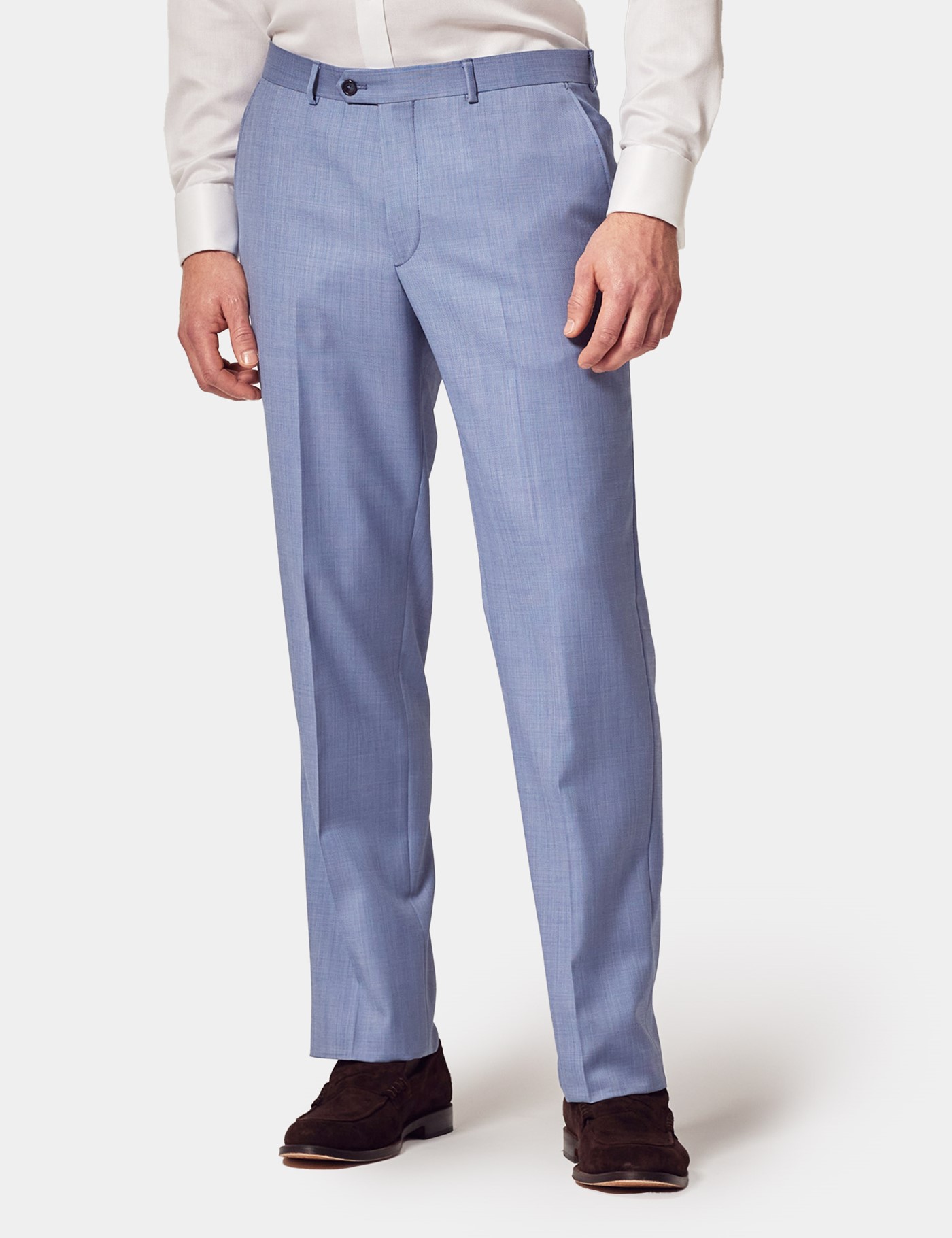 & Tailored Fit Light Blue Sharkskin 1913 Suit Trousers 44"