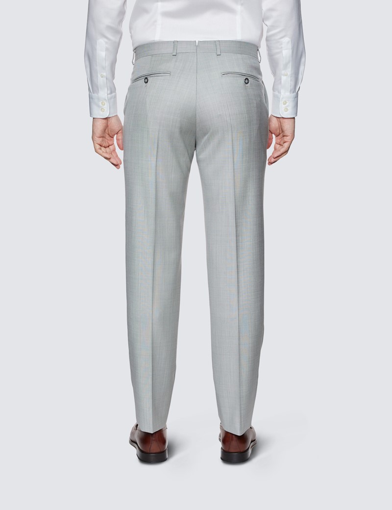 Men's Slate Grey Check Stretch Formal Trousers | Double TWO