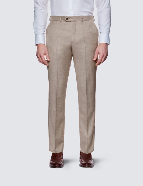 Men's Stone Tailored Fit Sharkskin Italian Suit Pants - 1913 Collection
