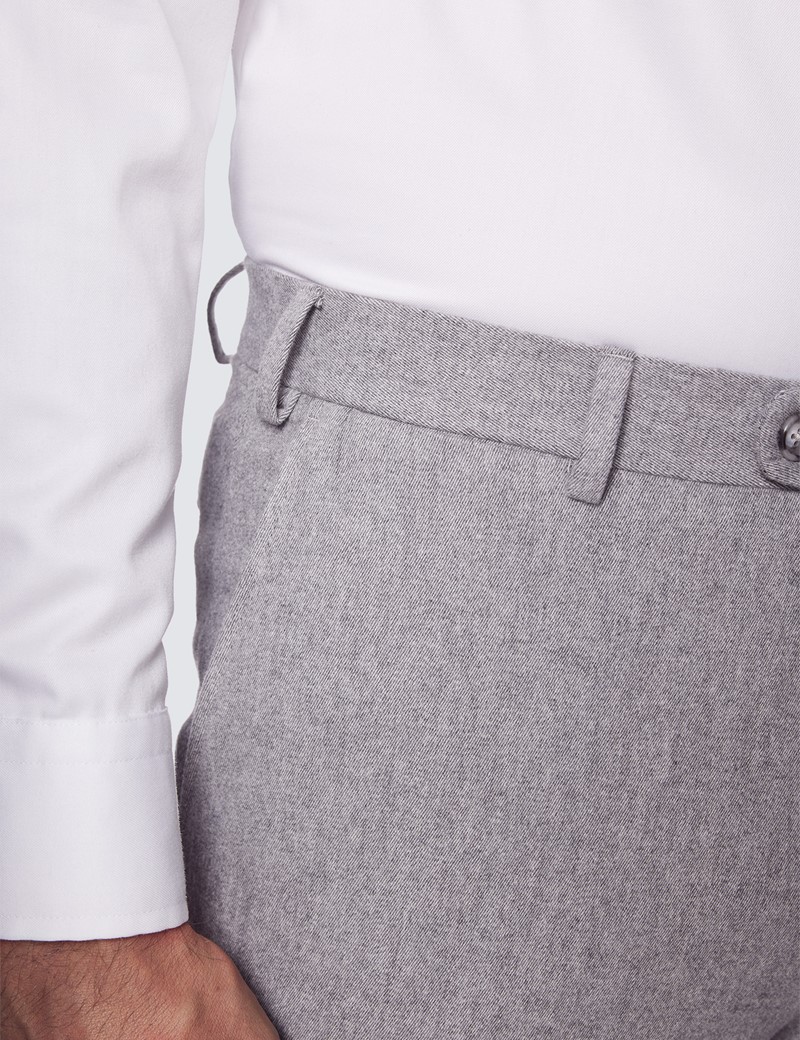 Men's Grey Twill Trousers - 1913 Collection | Hawes & Curtis