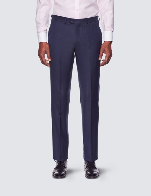 Men’s Navy Plain Tailored Fit Suit Pants - 1913 Collection