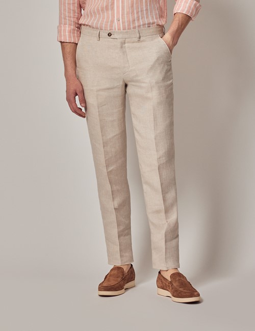 Cream Linen Tailored Italian Suit Trousers - 1913 Collection