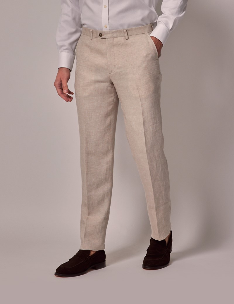 THE TAILORED TROUSER | Men's Cream Custom Linen High Waisted Trousers