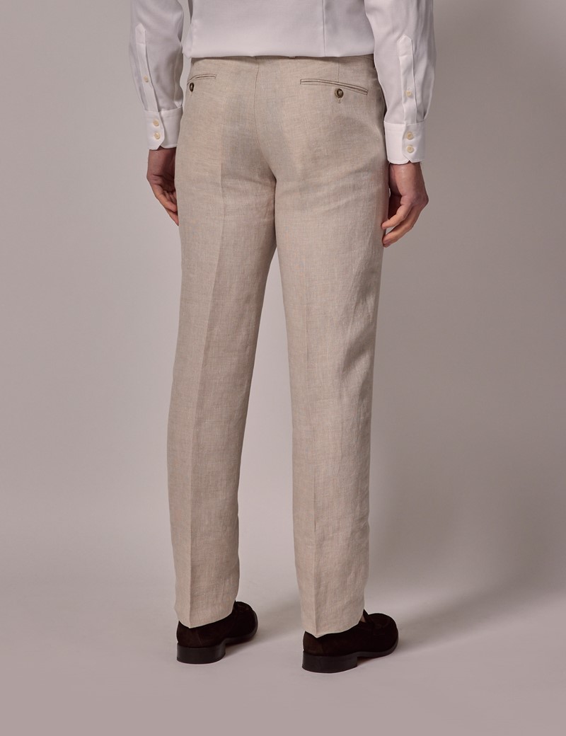 Morris Heritage Jack Linen Suit Trousers Beige at CareOfCarl.com