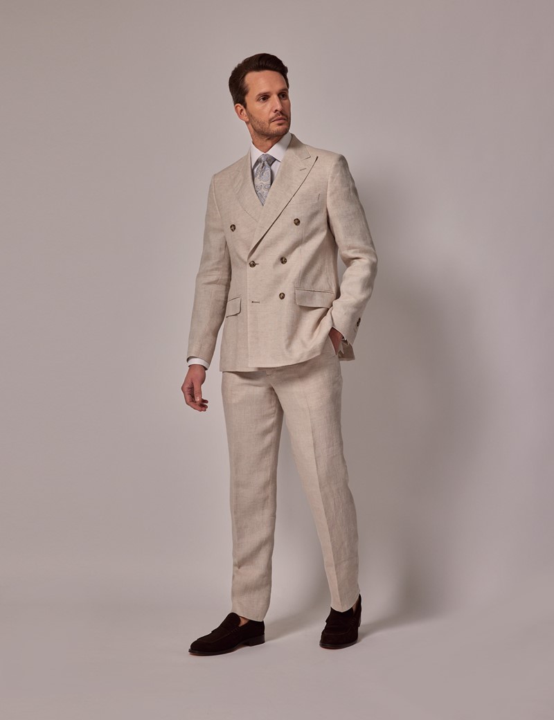 Cream Linen Tailored Italian Suit Pants - 1913 Collection