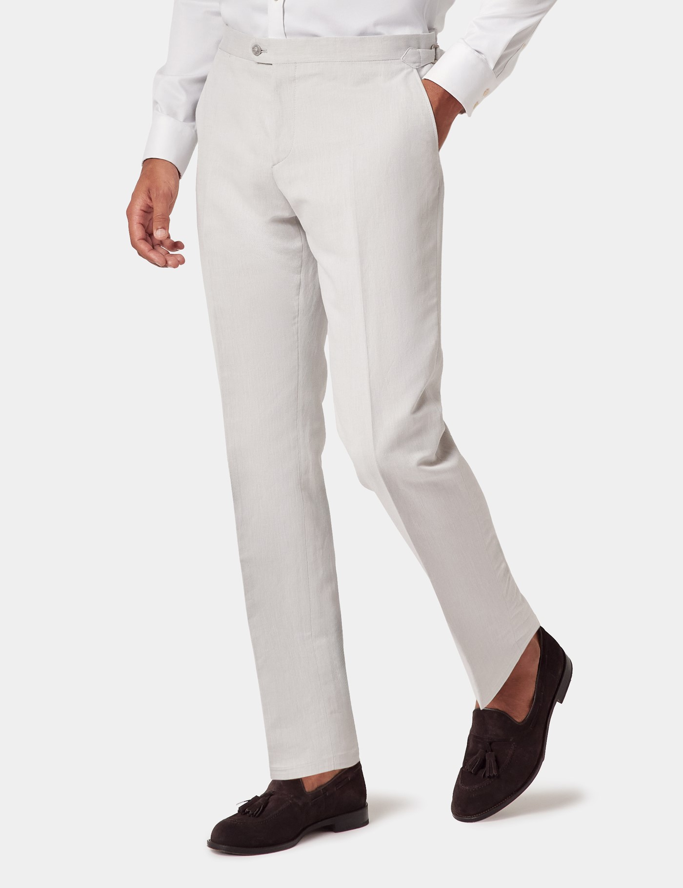 & Slim Fit Pale 1913 Suit Trousers Side Adjusters 42"