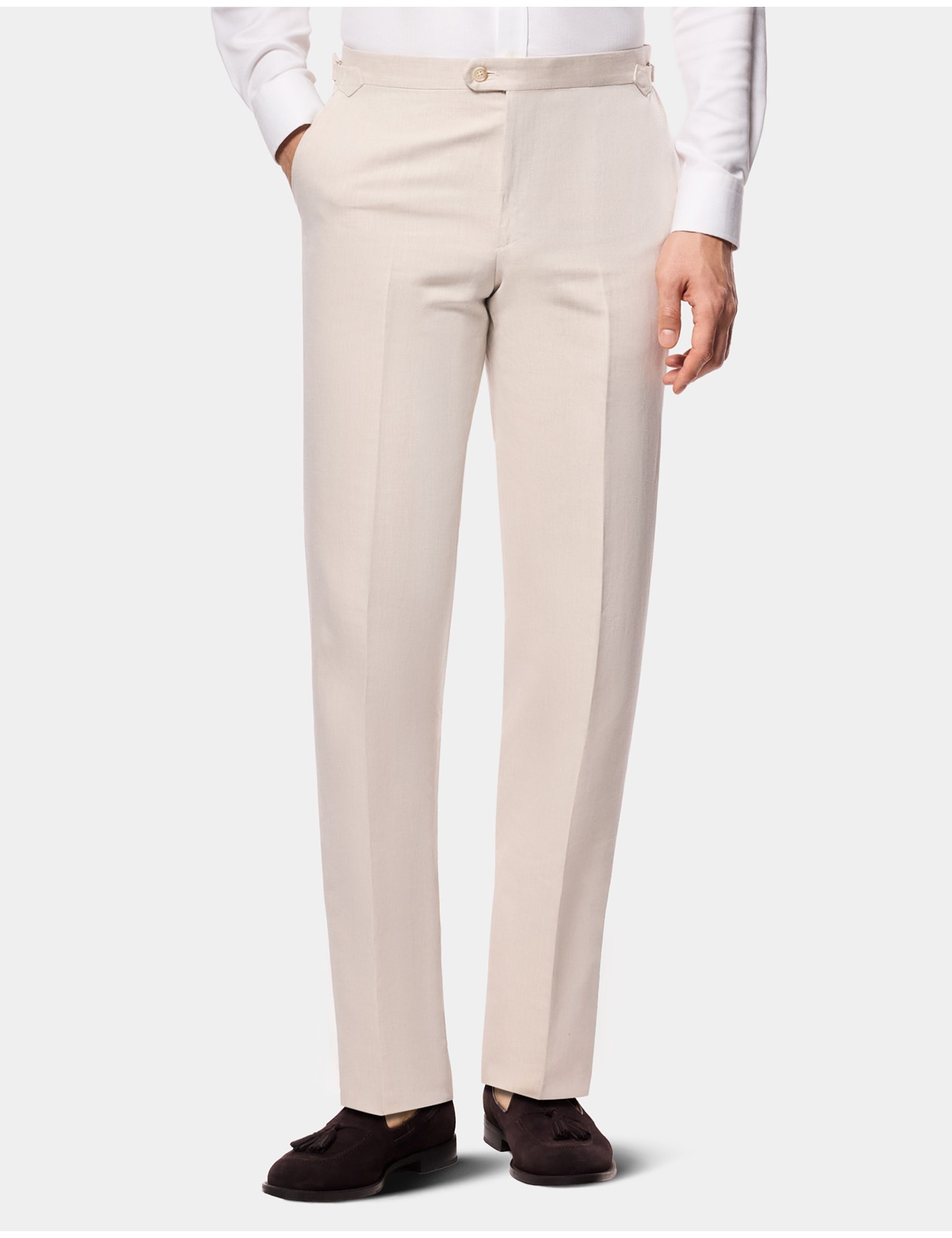 Hawes & Curtis Tailored Fit Beige 1913 Suit Trousers With Side Adjusters Size: 38" (EU 54)