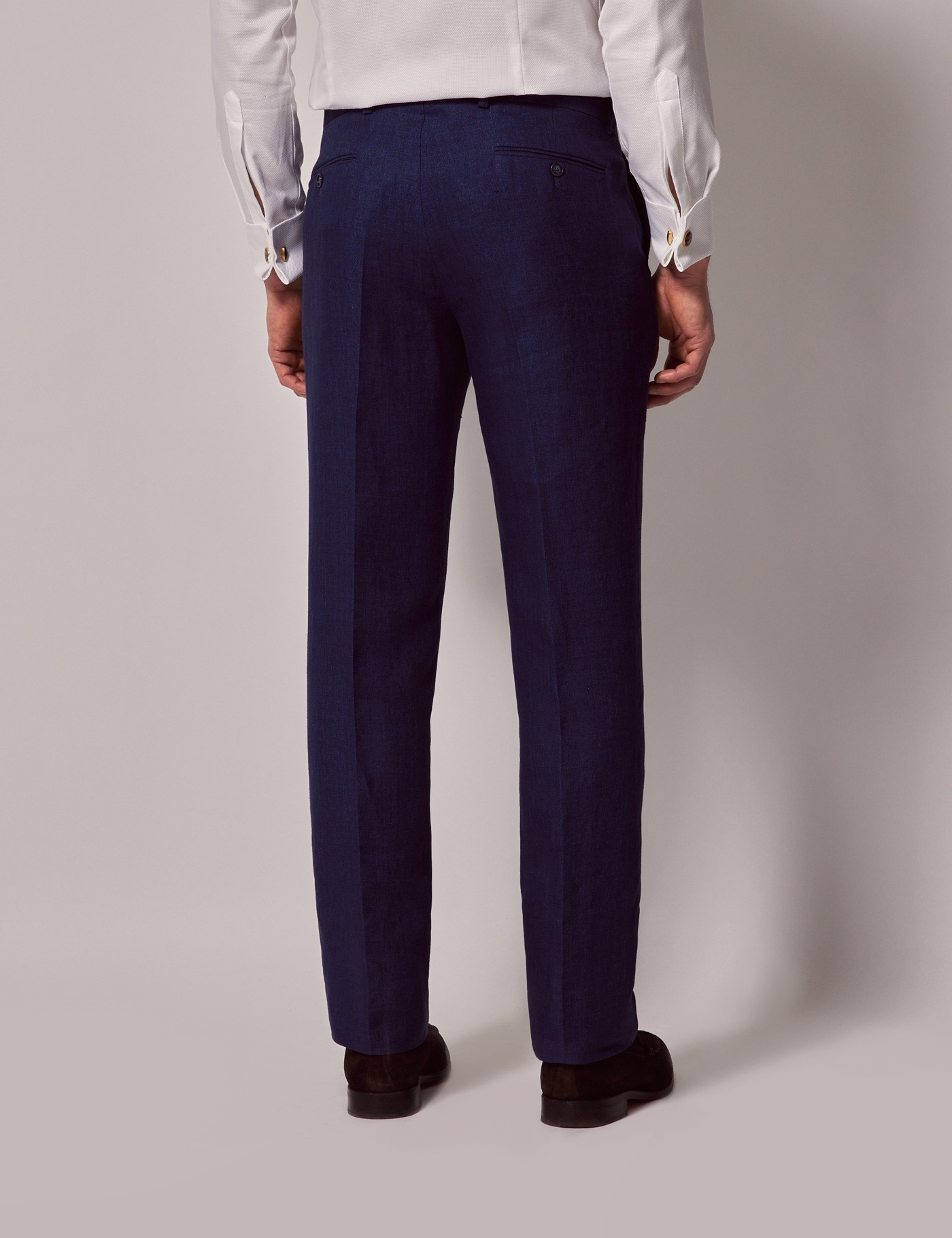 Hawes & Curtis Tailored Fit Royal Blue Herringbone 1913 Trousers Size: 44-UNHEM image 3