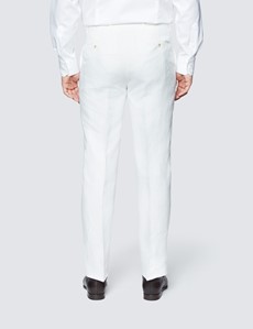 Men's White Herringbone Tailored Fit Linen Trousers – 1913 Collection 