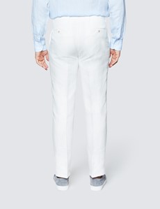 Men's White Herringbone Tailored Fit Linen Trousers – 1913 Collection 
