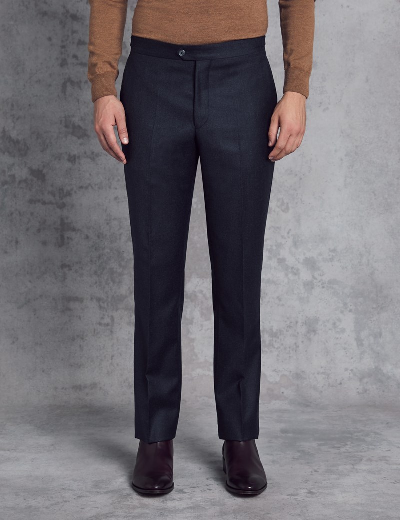 Men’s Italian Flannel Blue Trousers – 1913 Collection | Hawes & Curtis