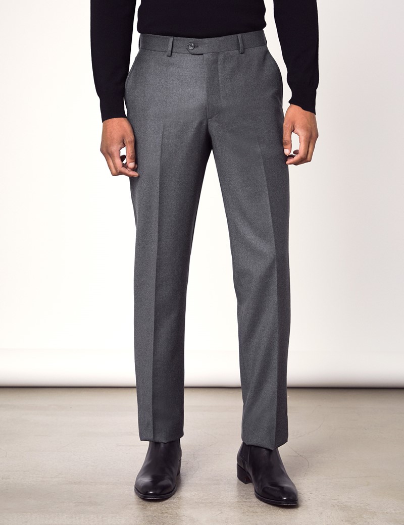 Men’s Charcoal Italian Flannel Trousers – 1913 Collection | Hawes & Curtis