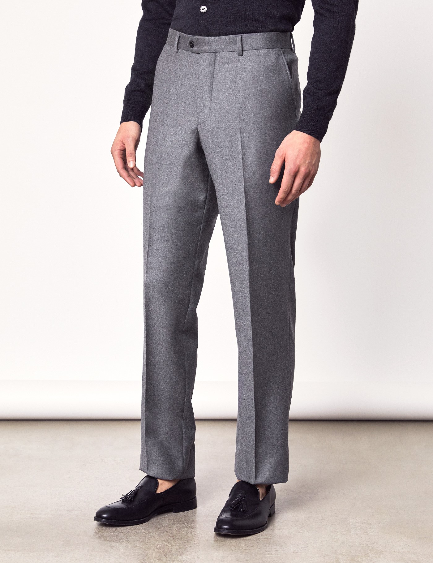 Men’s Light Grey Italian Flannel Trousers – 1913 Collection | Hawes & Curtis