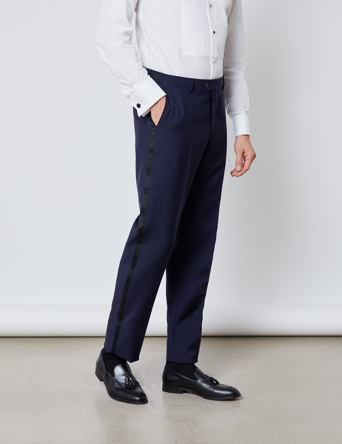 Men's Royal Blue Mohair Tailored Fit Italian Dinner Suit Trousers