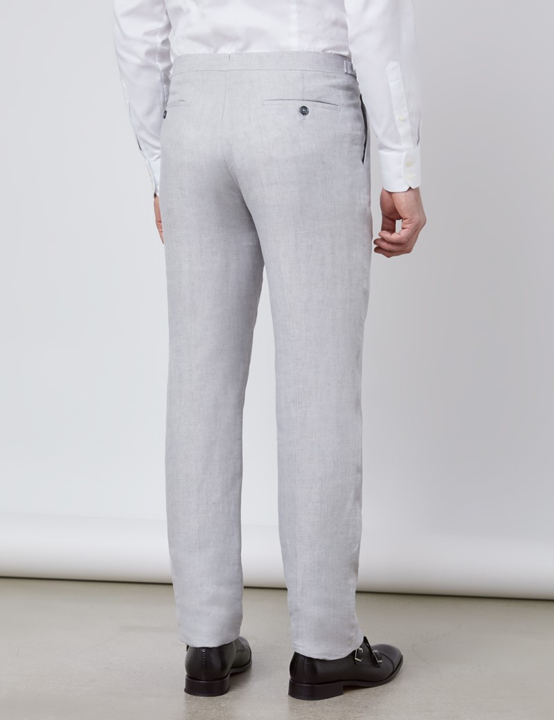 Men's Grey Linen Tailored Fit Italian Suit Pants 1913 Collection