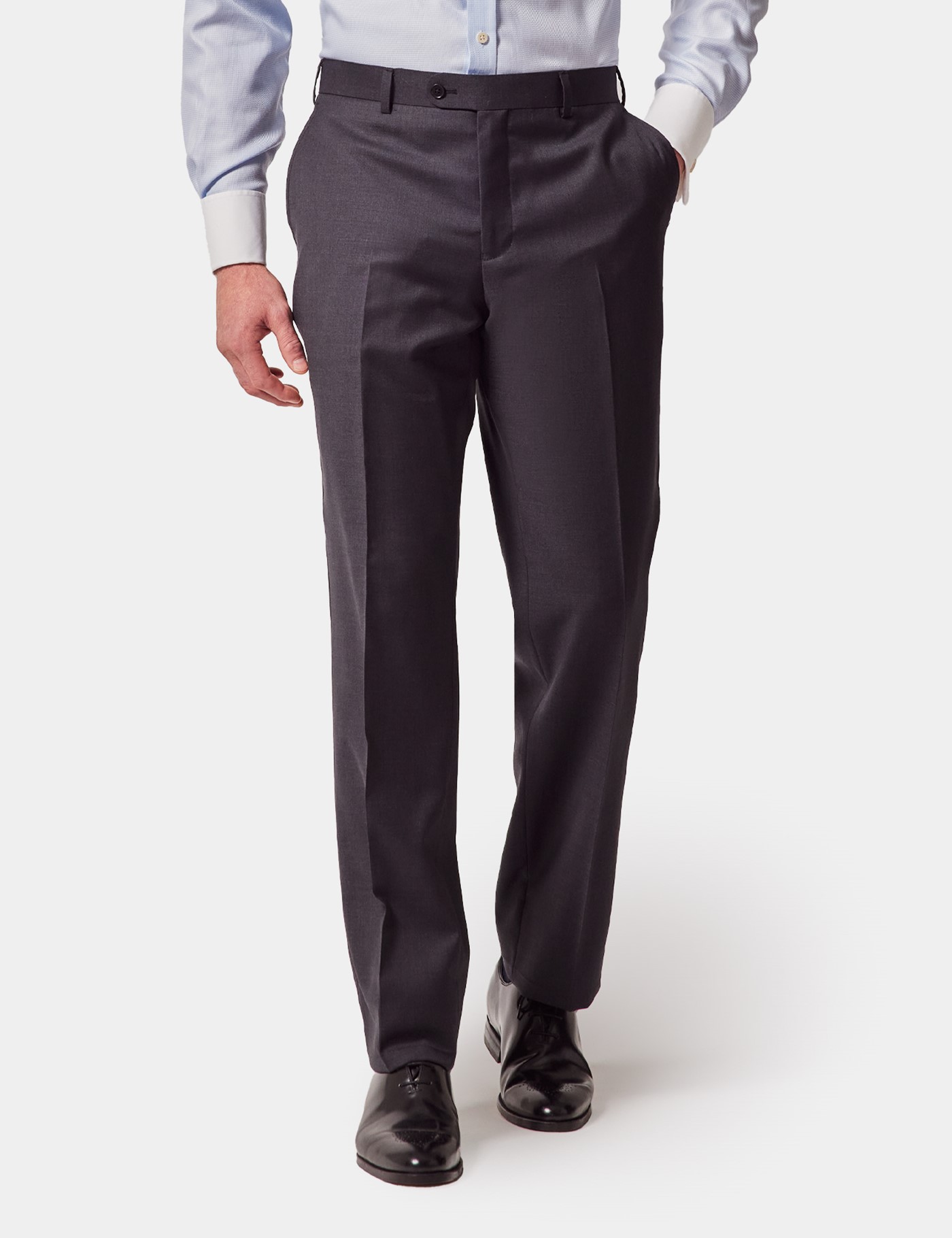 & Tailored Fit Dark Twill Suit Trousers 32"