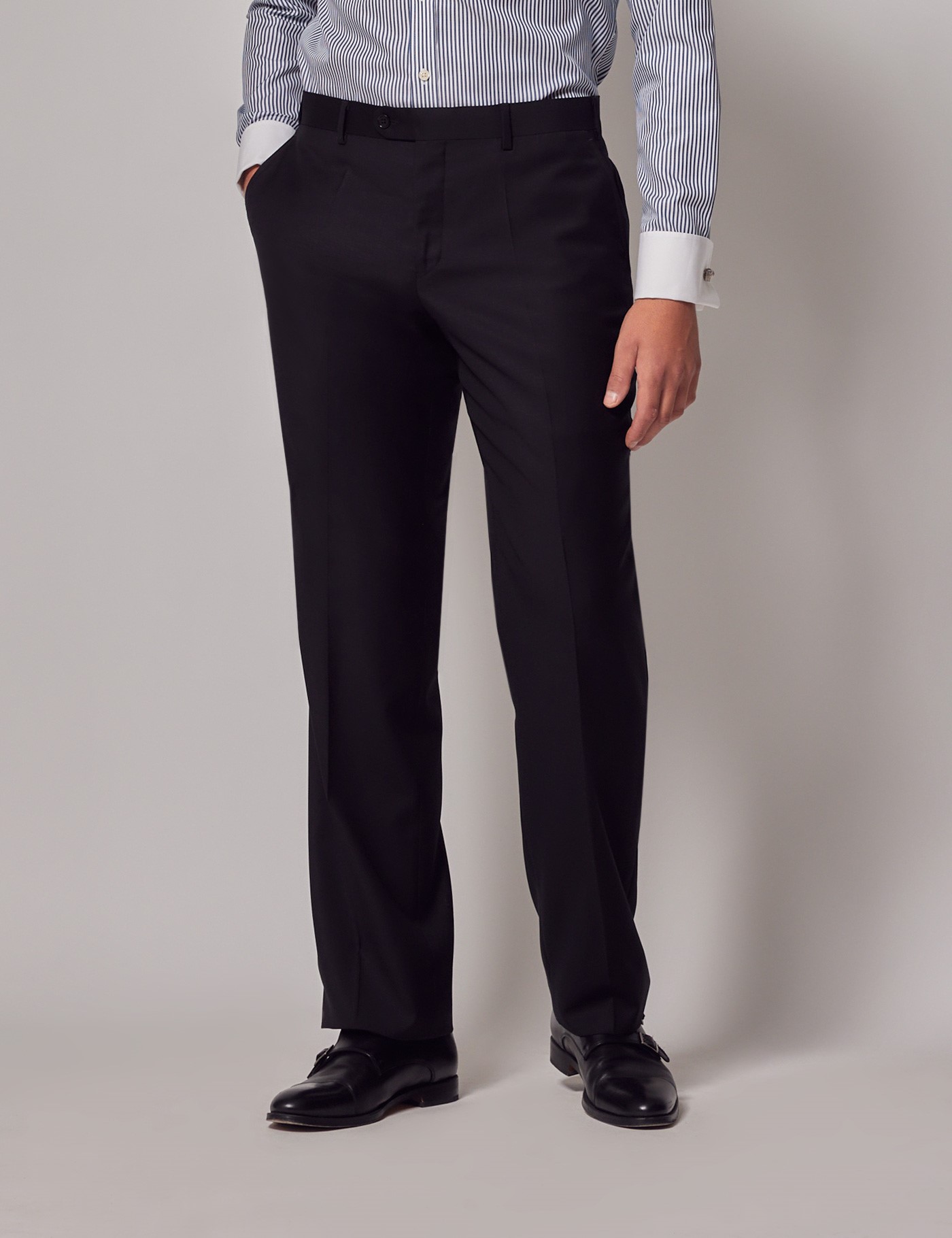 Men's Black Twill Classic Fit Suit Pants