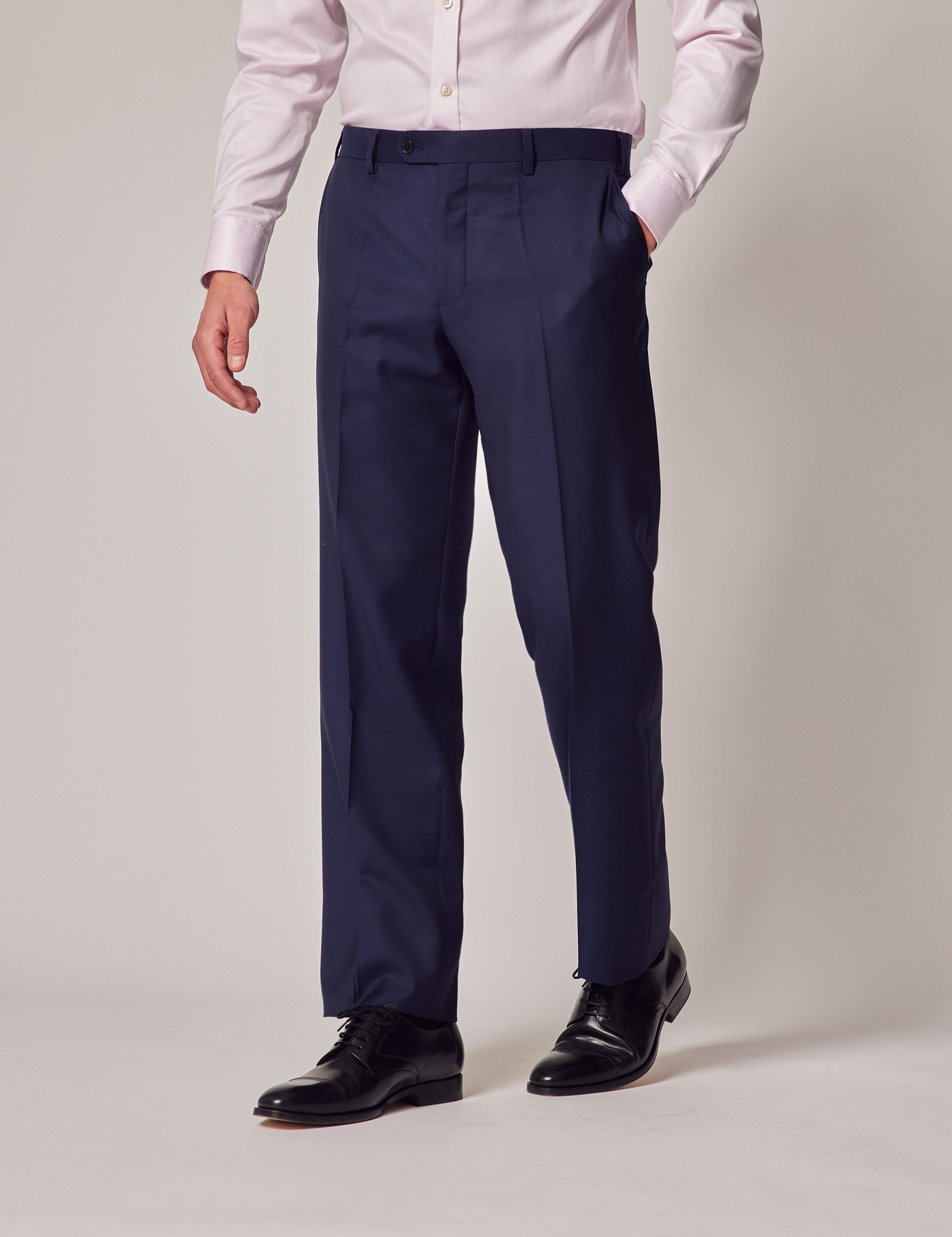 Men's Dark Blue Twill Classic Fit Suit Pants