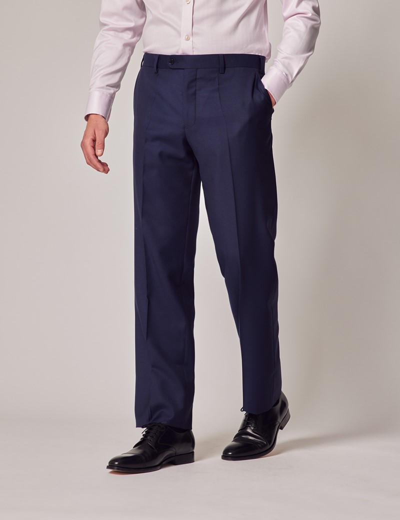 Formal Stretchable Pant Navy Blue with Expandable Waist for Men. Regular  Fit, Flat Front, Premium Lycra