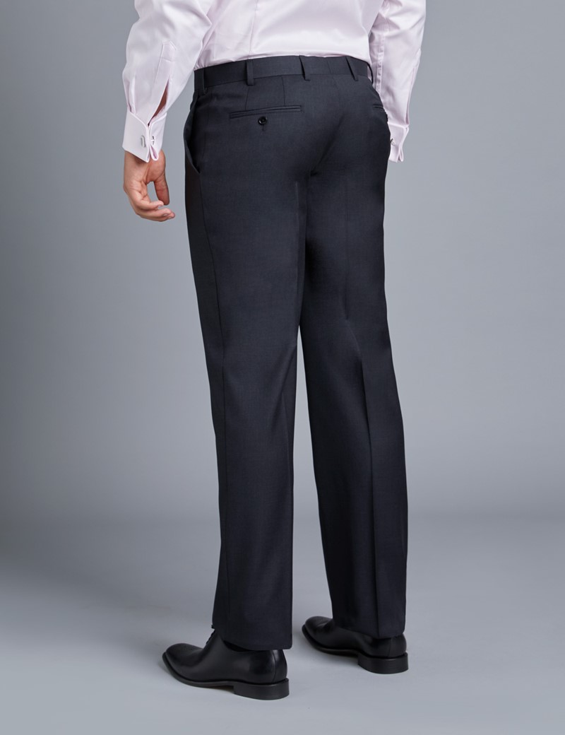 Men’s Dark Charcoal Twill Classic Fit Suit Pants | Hawes & Curtis
