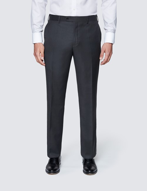 Men’s Dark Charcoal Twill Classic Fit Suit Trousers 