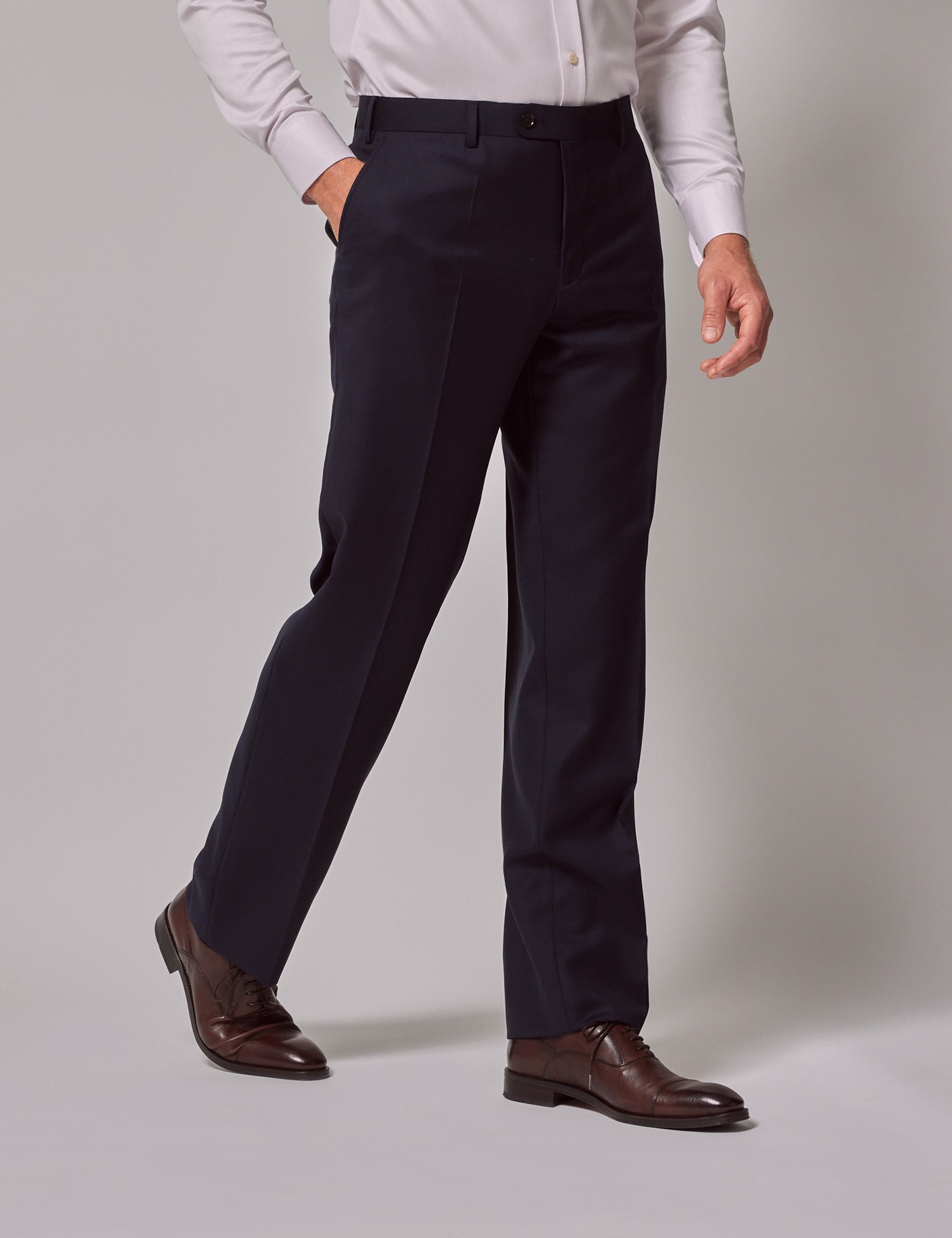 Men’s Navy Twill Classic Fit Suit Trousers | Hawes & Curtis