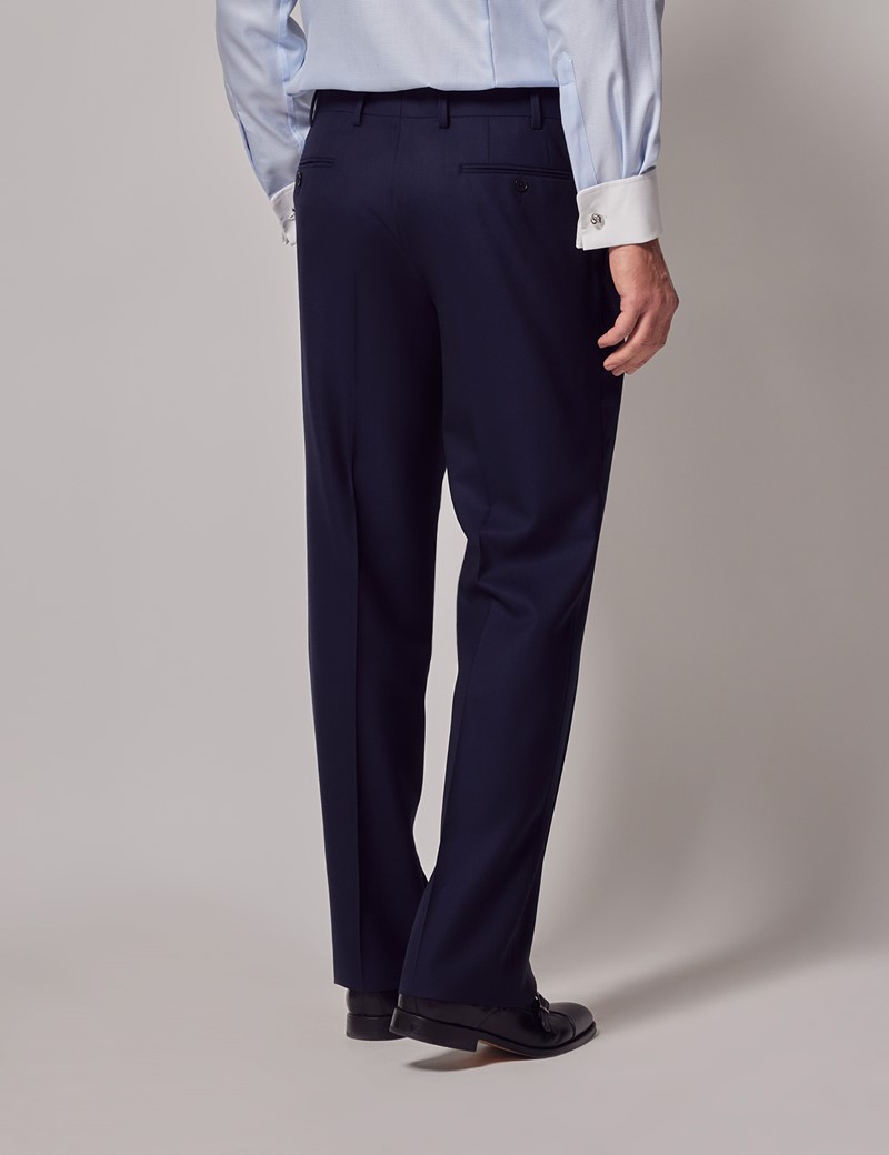 Men Navy Textured Slim Fit Formal Trousers