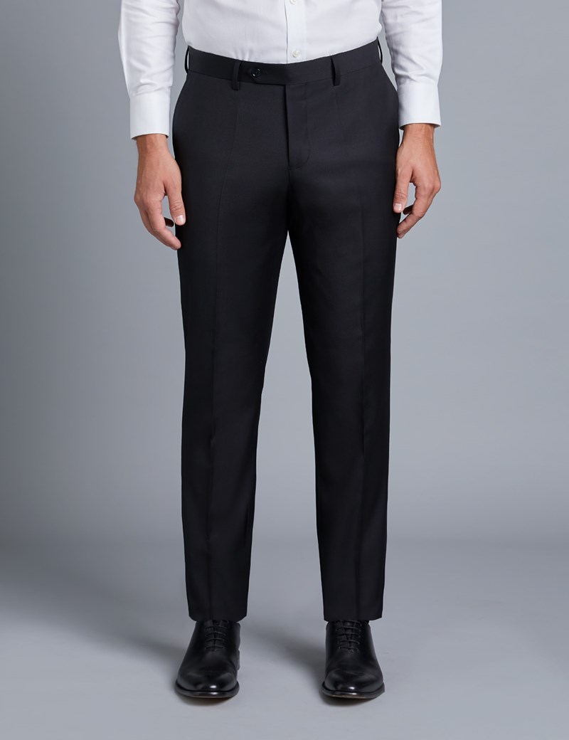 Men's Black Twill Slim Fit Suit Trouser | Hawes & Curtis
