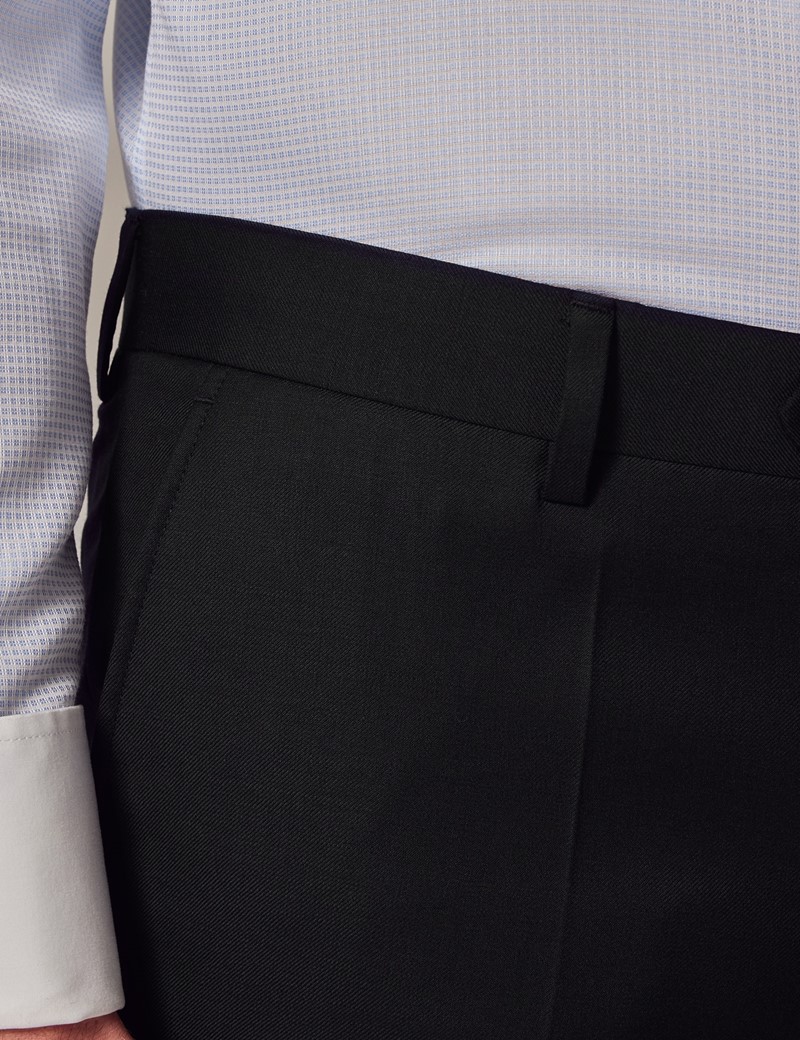 Men's Modern Fit Slacks Black Plain Front Dress Pants OM-TR