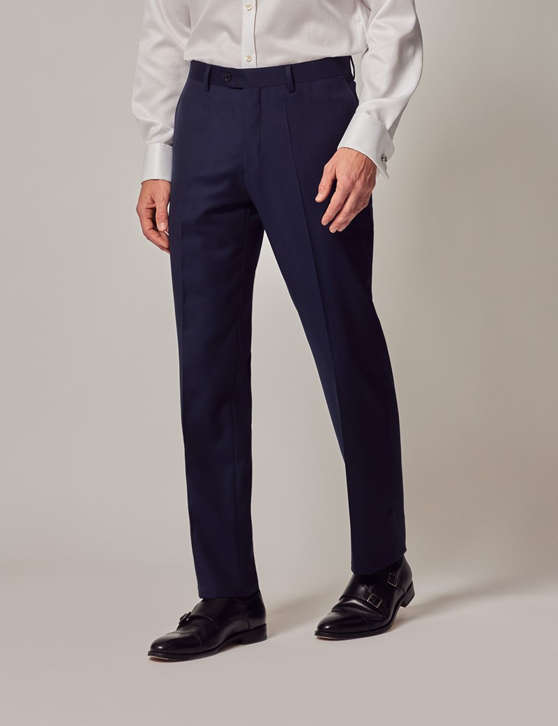 Dallas Dark Blue Plaid Slim Fit Trousers – Men's Priorities