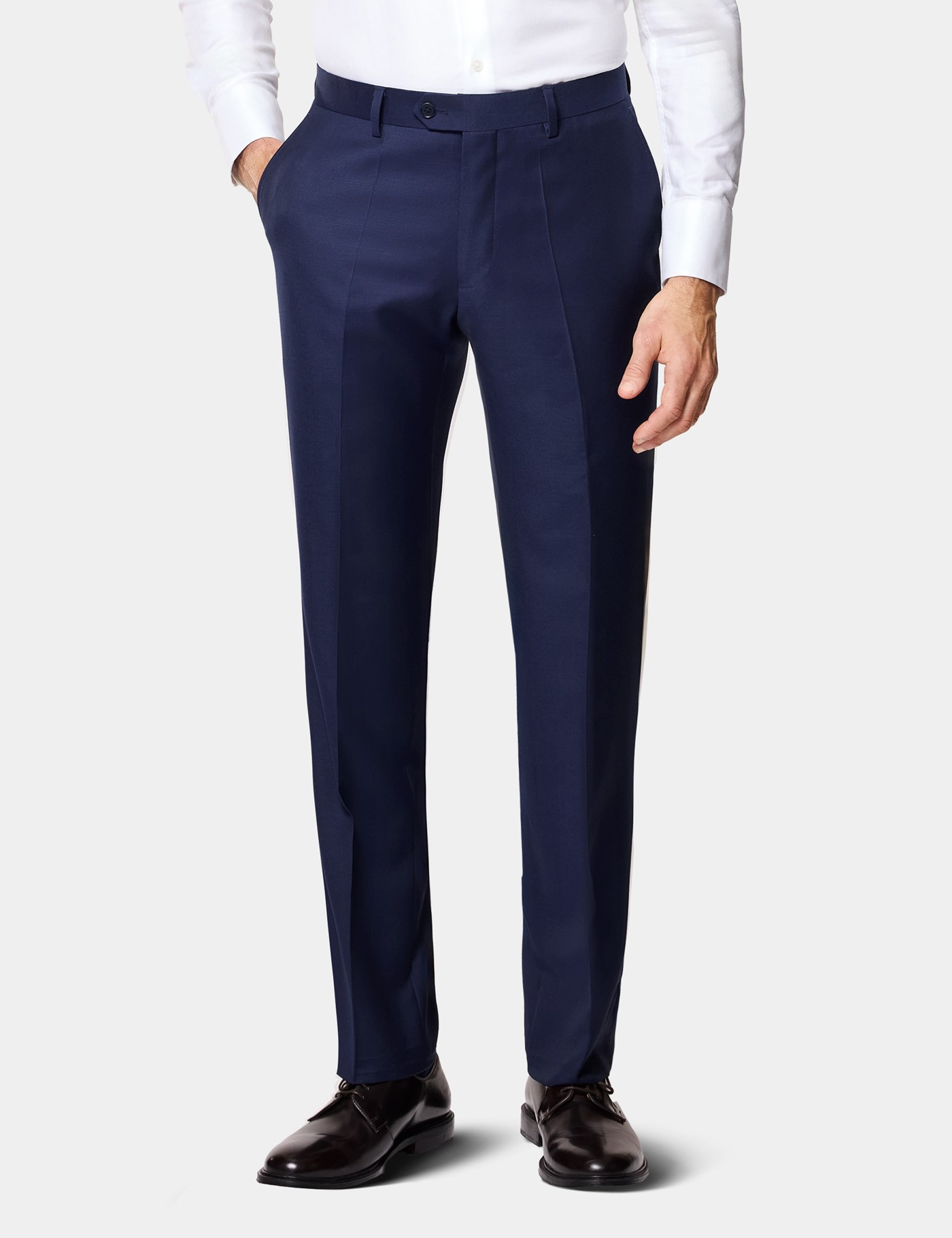 & Slim Fit Dark Blue Twill Suit Trousers 44"