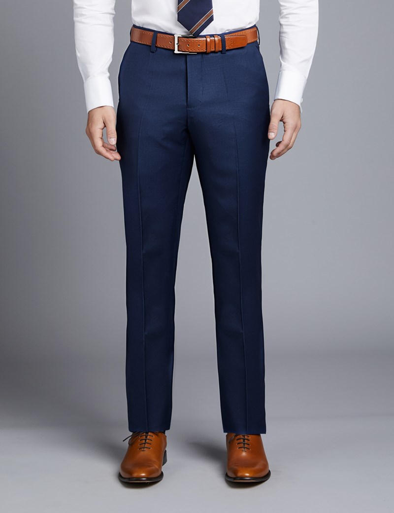 Men's Royal Blue Twill Slim Fit Suit Pants | Hawes & Curtis