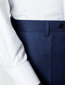 Anzughose - Slim Fit - Twill königsblau - 100s Wolle - Ohne Bundfalte - Vorderhose gefüttert - Ungesäumt