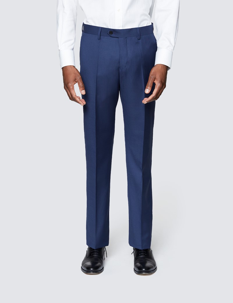 Men's Royal Blue Twill Slim Fit Suit Trouser