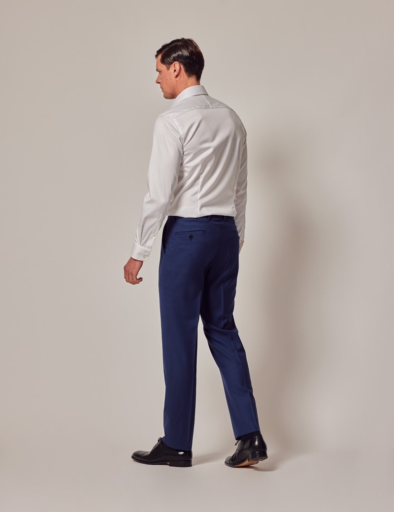 Men's Royal Blue Twill Slim Fit Suit Trousers | Hawes & Curtis