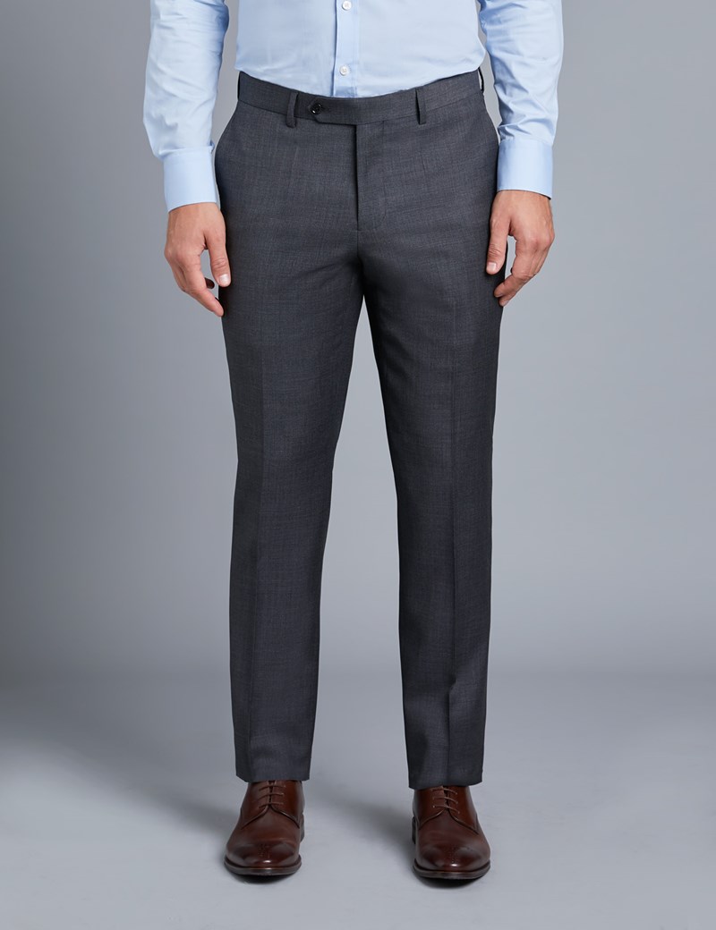 Men's Charcoal Twill Slim Fit Suit Trouser