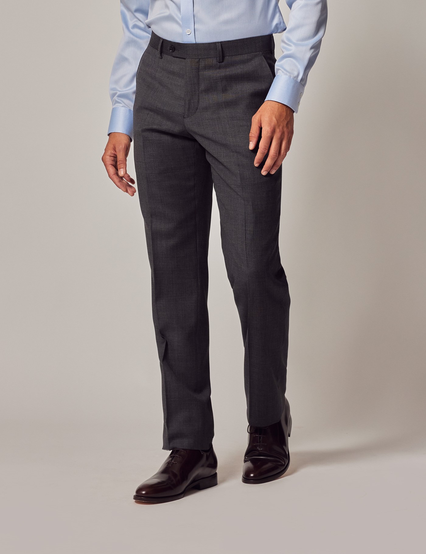 Men's Charcoal Twill Slim Fit Suit Trousers