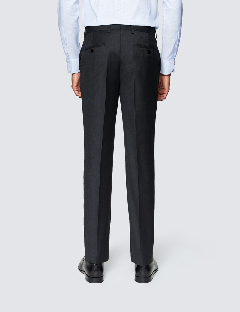 Men's Dark Charcoal Twill Slim Fit Suit Pants